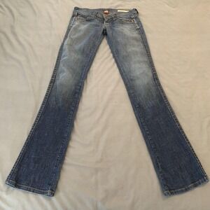 8 United Jeans Womens 27 Blue Med Wash Low Rise Bootcut Embroidered Denim USA